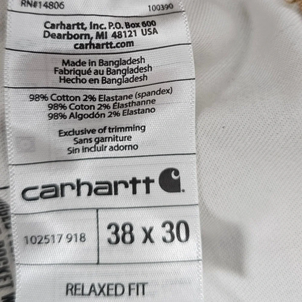 Carhartt Mens Rugged Flex Canvas Work Pant 38x30 Brown Relaxed Fit Workwear